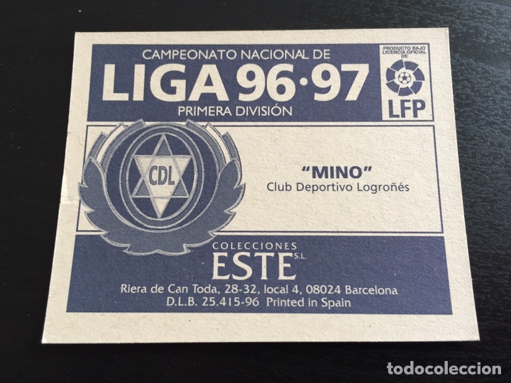Cromos de f&uacute;tbol: MINO - CD Logro&ntilde;&eacute;s - 96 97 1996 1997 - Ediciones ESTE - nunca pegado - Foto 2