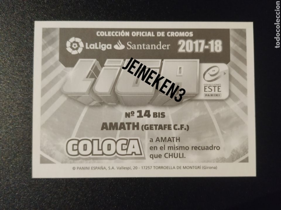 Cromos de f&uacute;tbol: Este 2017/18 14 BIS Amath (Coloca) Getafe - Foto 2