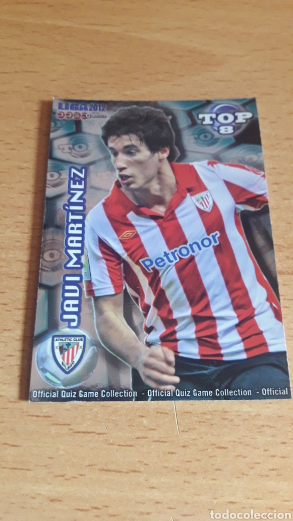 Fu&szlig;ball-Sticker: Mundicromo 2012 608 Javi Mart&iacute;nez Athletic de Bilbao top fondo azul brillo