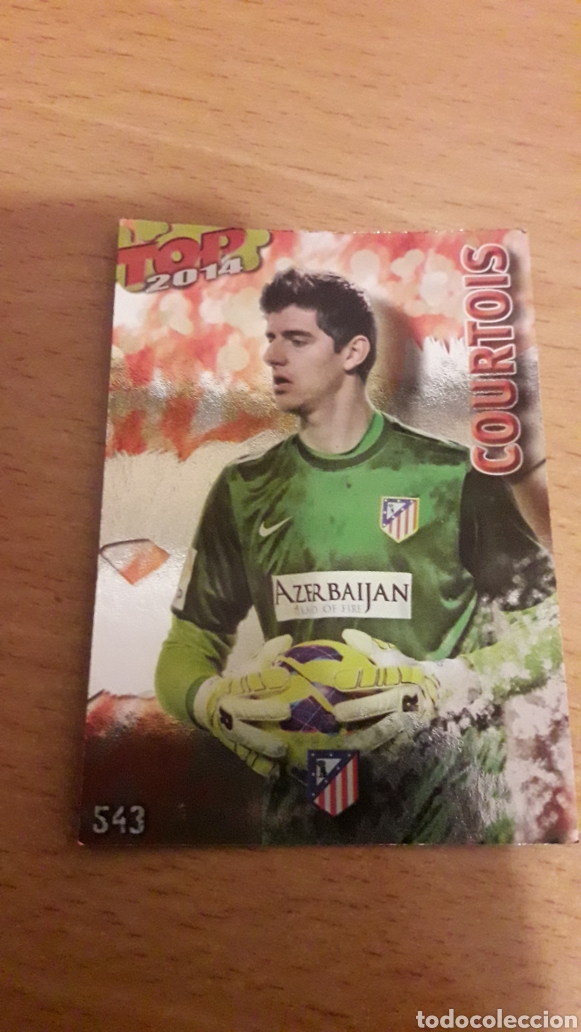 Cromos de F&uacute;tbol: Mundicromo 2014 543 Courtois Atl&eacute;tico de Madrid top fondo rojo