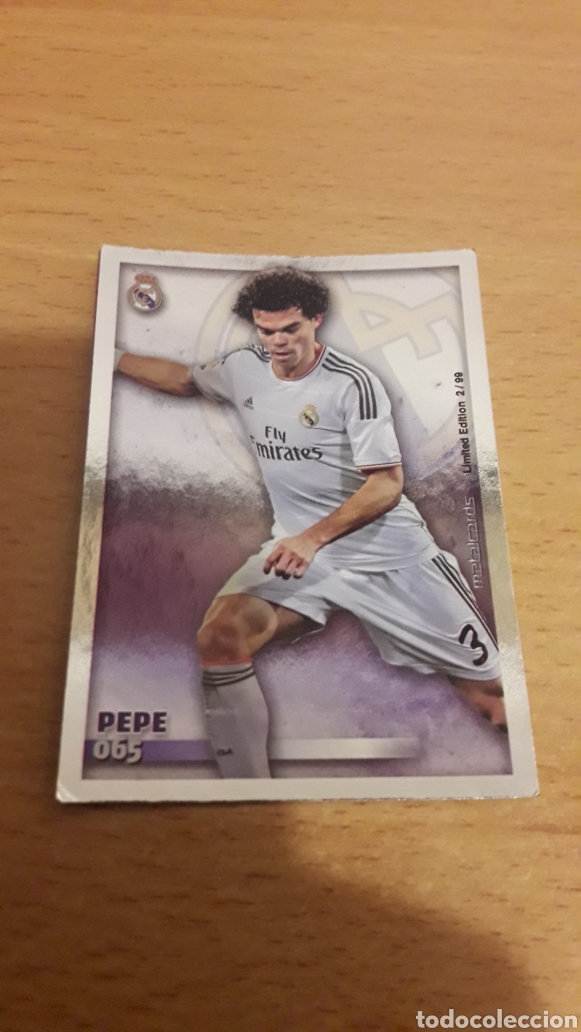 Football Stickers: Mundicromo 2015 metalcard 65 Pepe Real Madrid edici&oacute;n limitada