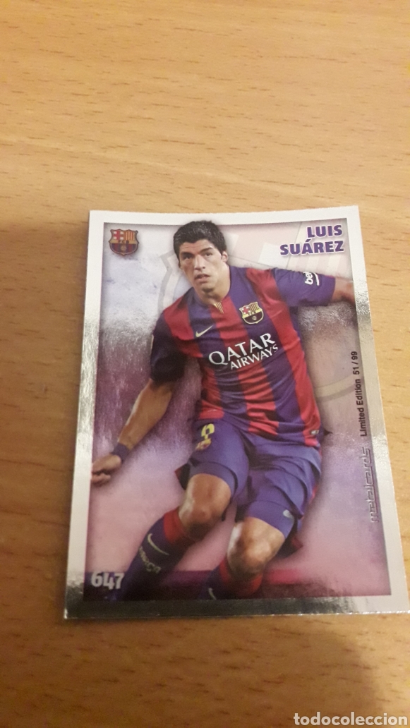 Figurine di Calcio: Mundicromo 2015 metalcard edici&oacute;n limitada Luis Su&aacute;rez Barcelona