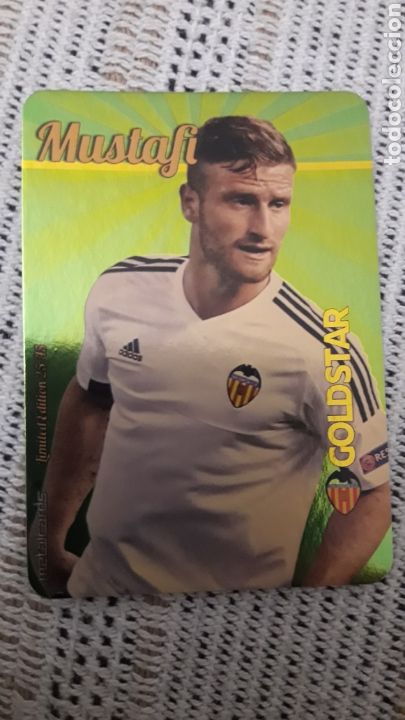 Fu&szlig;ball-Sticker: Mundicromo 2016 Mustafi Valencia goldstar brillante dorado