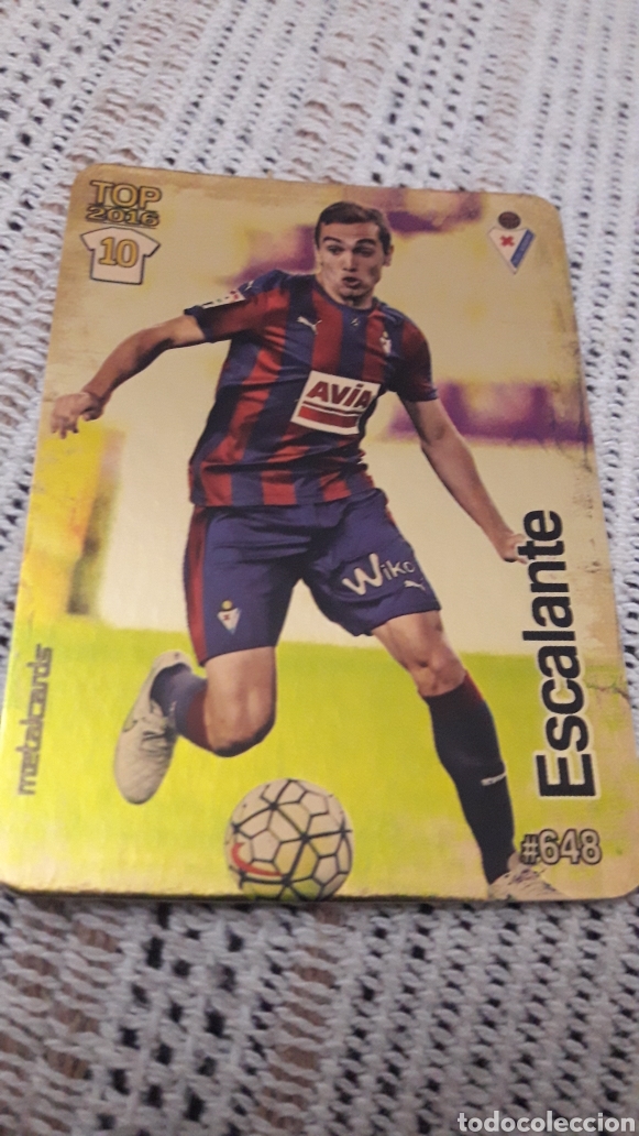 Figurine di Calcio: Mundicromo 2016 card 648 Escalante Eibar top fondo brillante dorado