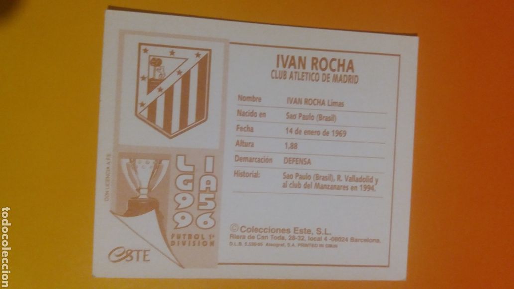 Cromos de f&uacute;tbol: Iv&aacute;n Rocha.baja 95/96.nunca pegado - Foto 2