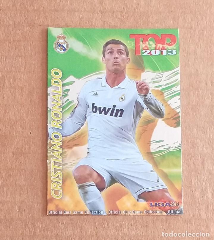 Cromos de f&uacute;tbol: Cromo n&ordm; 631 C. Ronaldo Real Madrid TOP Brillo liso verde Mundicromo 2012-2013. Estado notable.