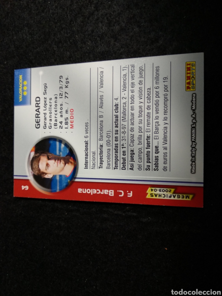 Cromos de f&uacute;tbol: 64. Gerard. Megafichas 2003 2004 panini - Foto 2