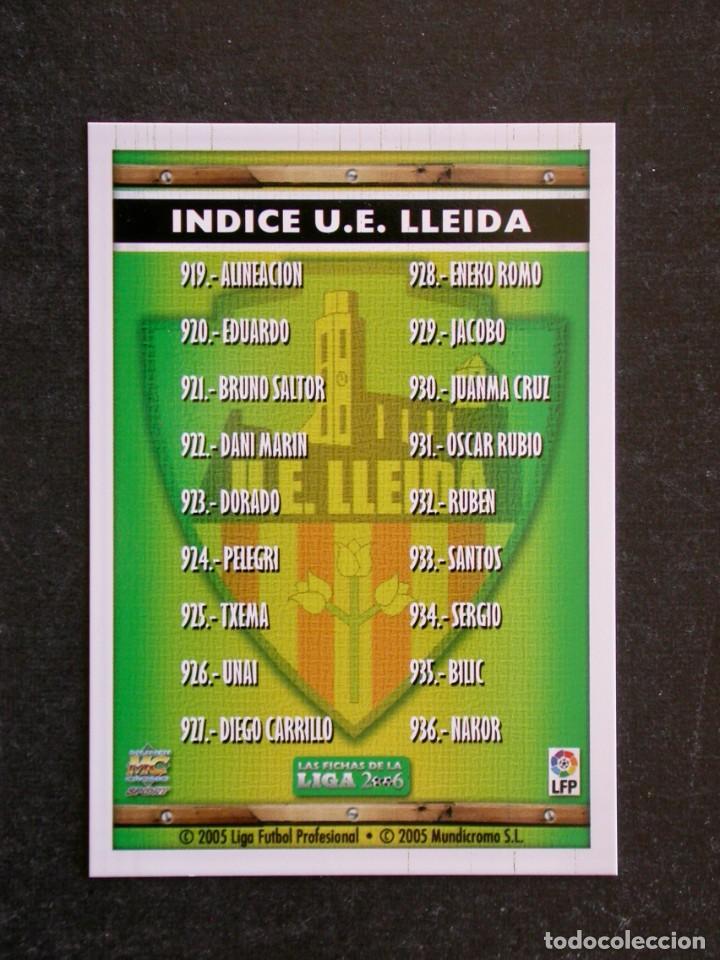 Cromos de f&uacute;tbol: 919 ALINEACI&Oacute;N LLEIDA / FICHAS DE LA LIGA 2005 2006 05 06 / MUNDICROMO