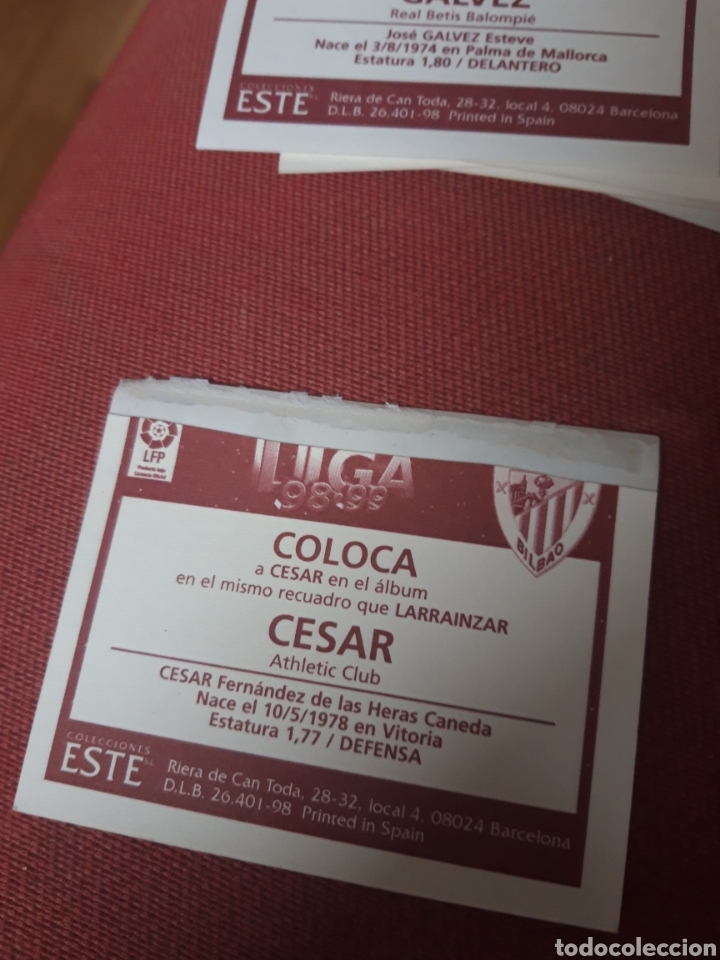 Cromos de f&uacute;tbol: C&eacute;sar Athletic de Bilbao este 98 99 1998 1990 - Foto 2