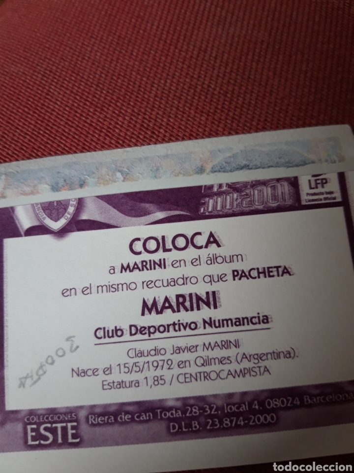 Cromos de f&uacute;tbol: Marini numancia coloca este 00 01 2000 2001 error difuminado - Foto 3