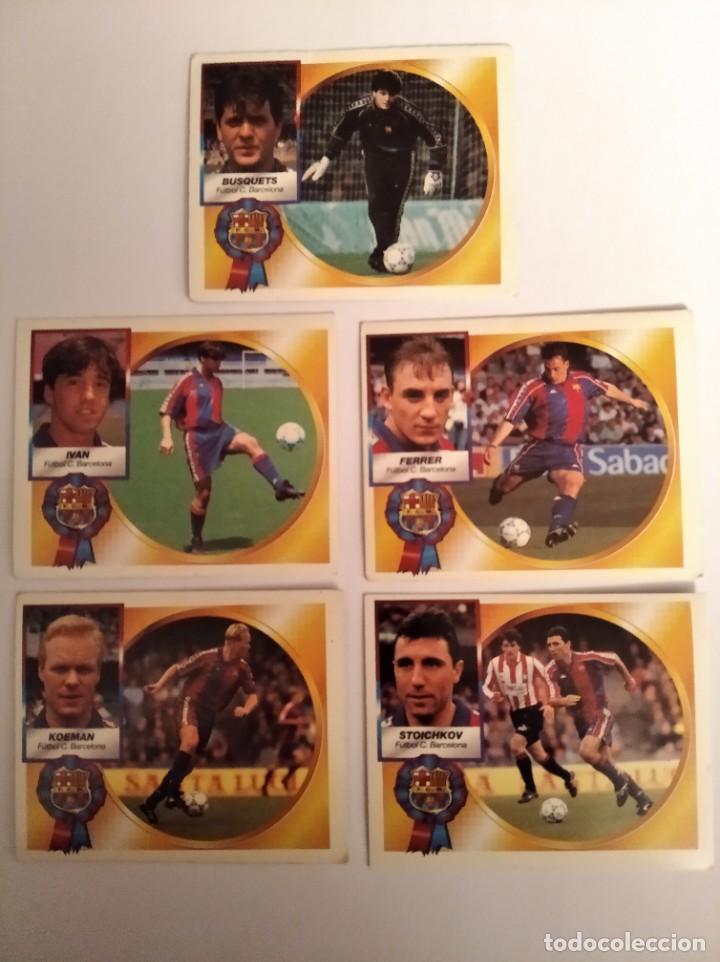 Cromos de F&uacute;tbol: Liga 1994/95 lote de 5 cromos del F.C.Barcelona.con la trasera plateada (muy dif&iacute;cil).