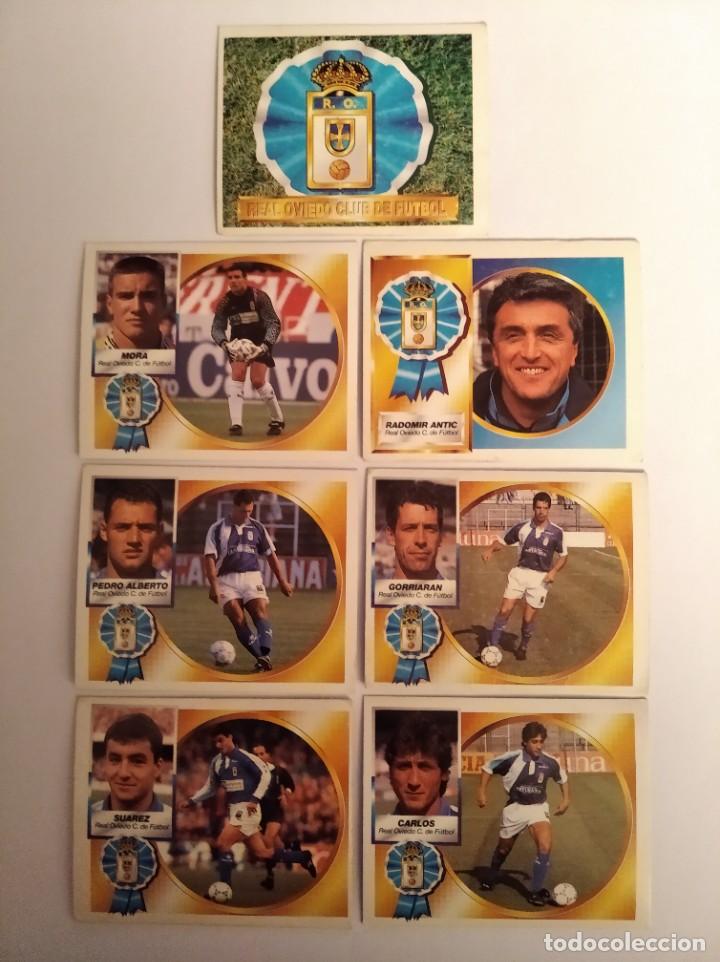 Cromos de f&uacute;tbol: Liga 1994/95 lote de 9 cromos del Real Oviedo.con la trasera plateada (muy dif&iacute;cil).