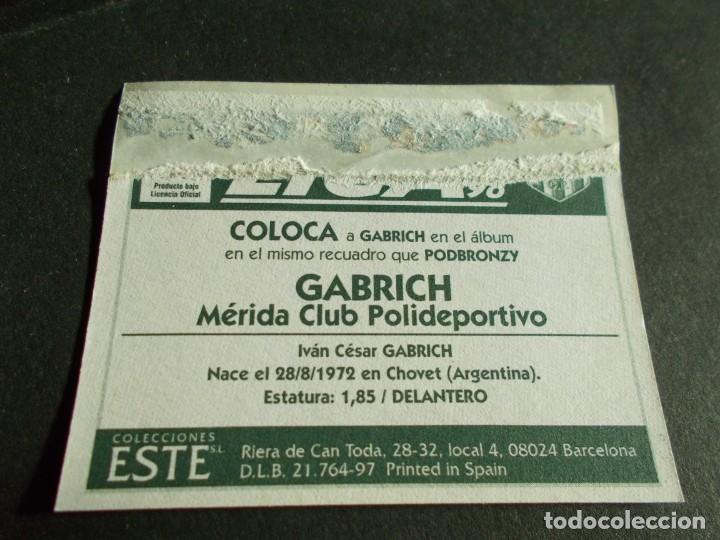 Cromos de f&uacute;tbol: ESTE 97-98 COLOCA GABRICH MERIDA VENTANILLA - Foto 2