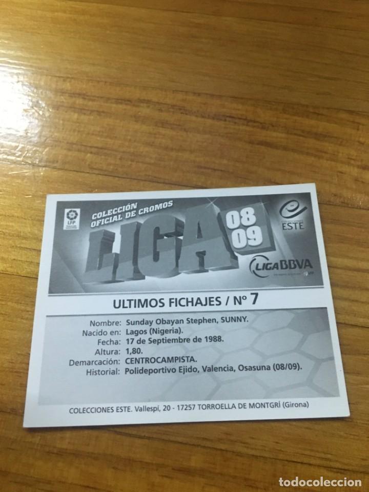 Cromos de f&uacute;tbol: 2008 2009. EDICIONES ESTE. SIN PEGAR.UF 7 SUNNY - Foto 2
