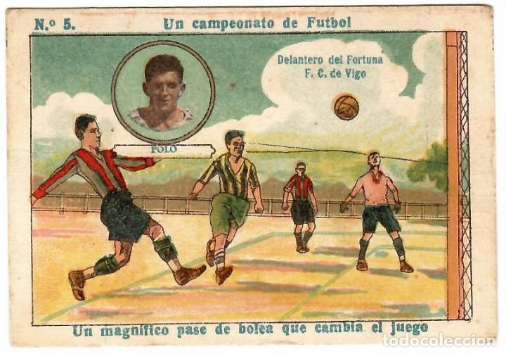 Fu&szlig;ball-Sticker: UN CAMPEONATO DE FUTBOL N&ordm; 5 POLO / F.C. VIGO / SIN PUBLICIDAD AL DORSO