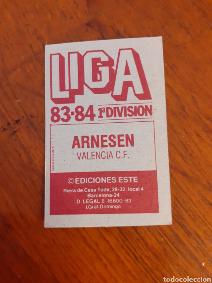 Cromos de Fútbol: Baja Arnesen (Valencia) liga 83-84 ESTE. Nunca pegado, nuevo - Foto 2 - 239972040