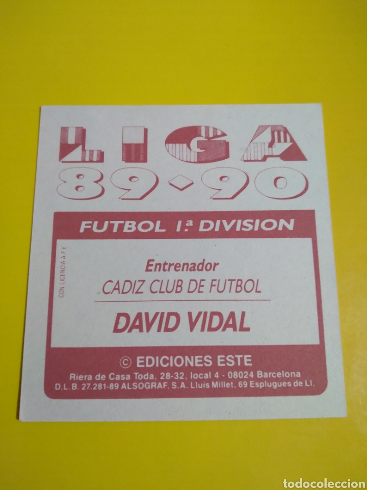 Cromos de f&uacute;tbol: David vidal. Liga 89/90. Nuevo - Foto 2