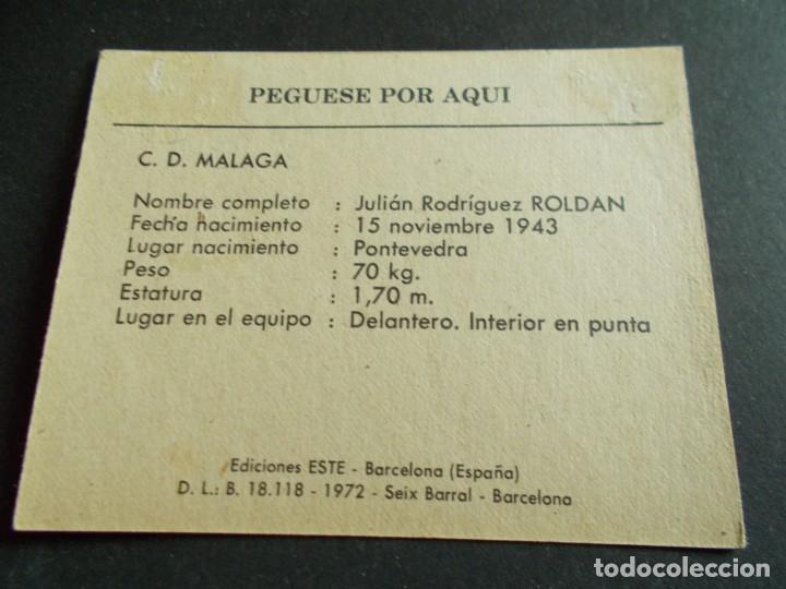 Cromos de f&uacute;tbol: ESTE 72-73 ROLDAN MALAGA RECUPERADO - Foto 2