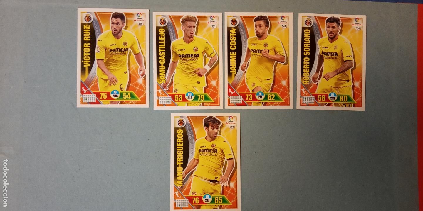 Cartes &agrave; collectionner de Football: VILLARREAL CLUB DE F&Uacute;TBOL. LA LIGA SANTANDER. ADRENALYN 2016-17. PANINI. LOTE DE CROMOS NUEVOS.