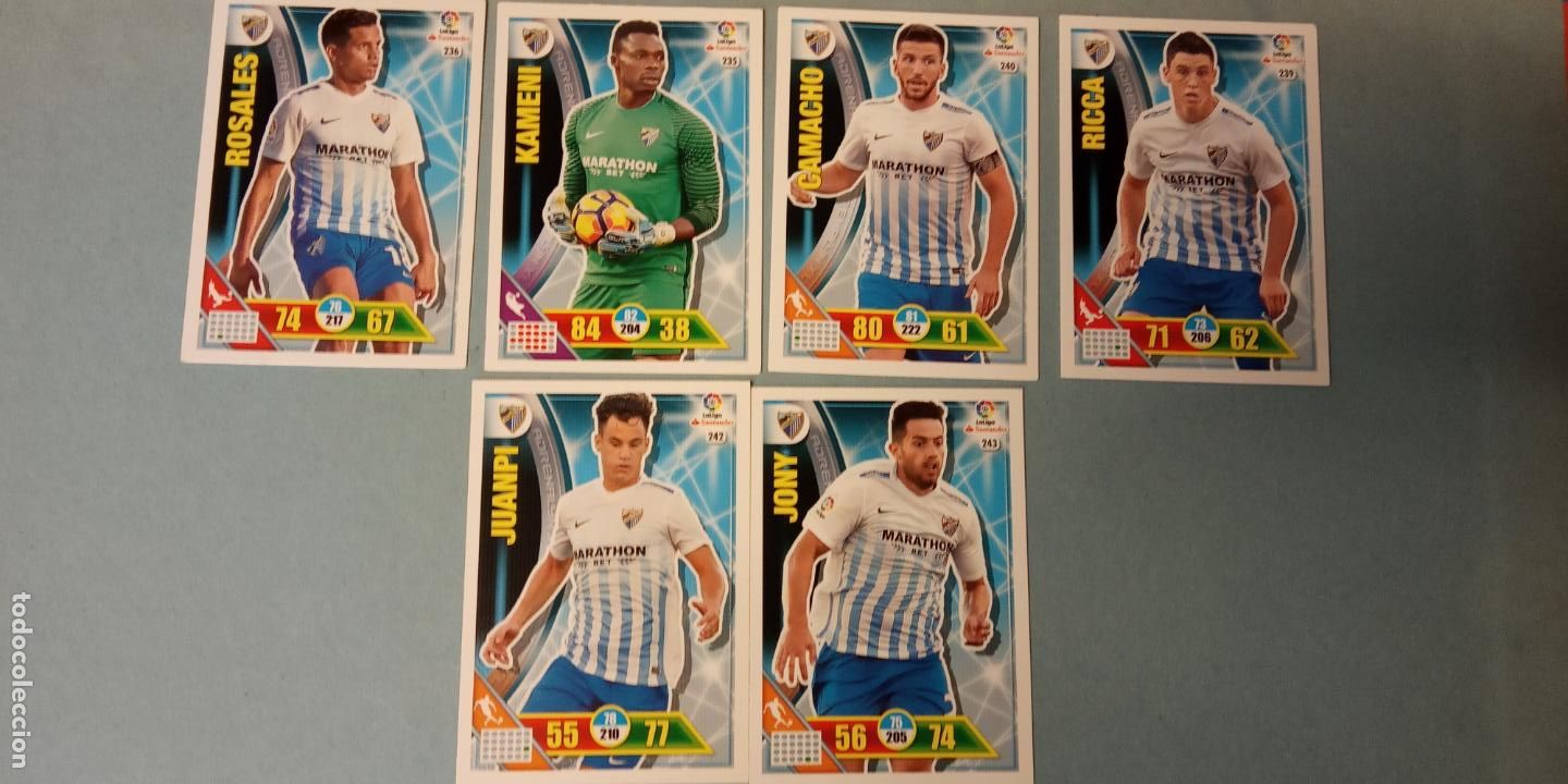 Cartes &agrave; collectionner de Football: M&Aacute;LAGA CLUB DE F&Uacute;TBOL. LA LIGA SANTANDER. ADRENALYN 2016-17. LOTE DE CROMOS NUEVOS.