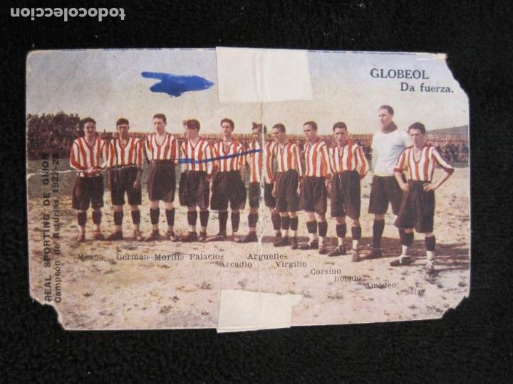 Figurine di Calcio: REAL SPORTING DE GIJON-CAMPEON ASTURIAS 1922 1923-CROMO FUTBOL-PUBLICIDAD GLOBEOL-VER FOTOS-(77.832)