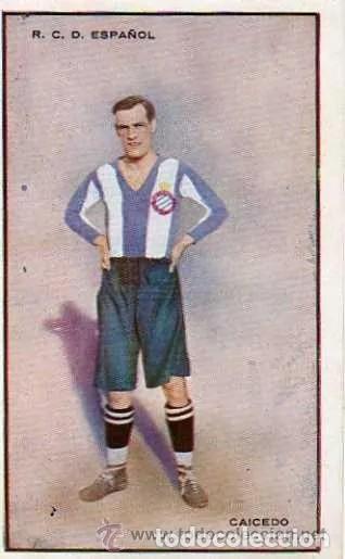 Cromos de f&uacute;tbol: CROMO POSTAL DE CAICEDO. DEL R.C.D.ESPA&Ntilde;OL A&Ntilde;OS 20
