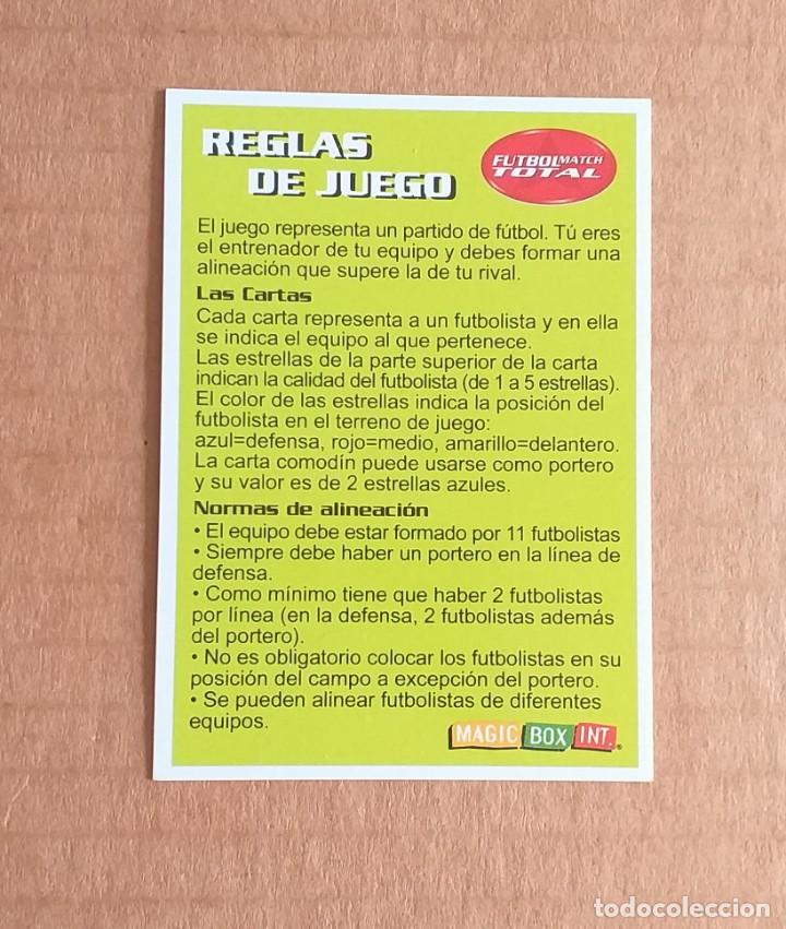 Cromos de F&uacute;tbol: Cromo REGLAS DE JUEGO F&Uacute;TBOL MATCH TOTAL LIGA 2002-2003 MAGIC BOX INT. Nuevo.