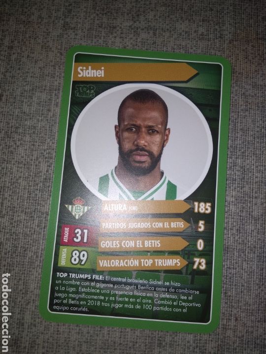 Cromos de f&uacute;tbol: TOP TRUMPS - REAL BETIS SIDNEY - Foto 1