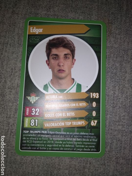 Cromos de f&uacute;tbol: TOP TRUMPS - REAL BETIS EDGAR - Foto 1