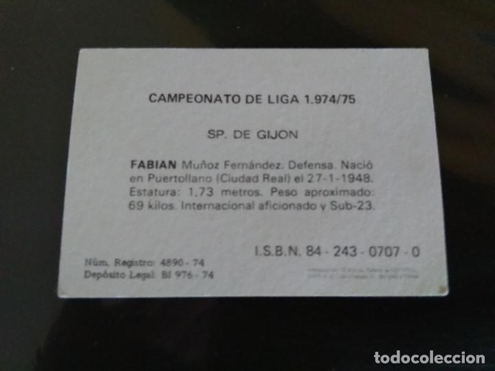 Cromos de f&uacute;tbol: FABIAN - Foto 2
