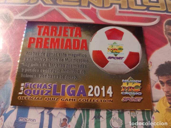 Football Stickers: TARJETA PREMIADA LETRAS ROJAS MUNDICROMO FICHAS QUIZ LIGA 2013 2014 13 14