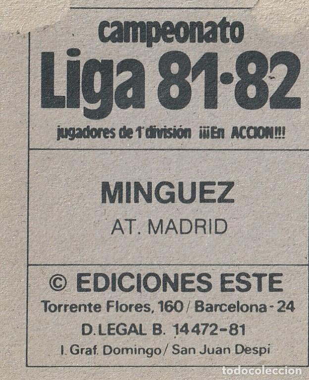 Cromos de f&uacute;tbol: ESTE 81-82 M&Iacute;NGUEZ. RECUPERADO. - Foto 2