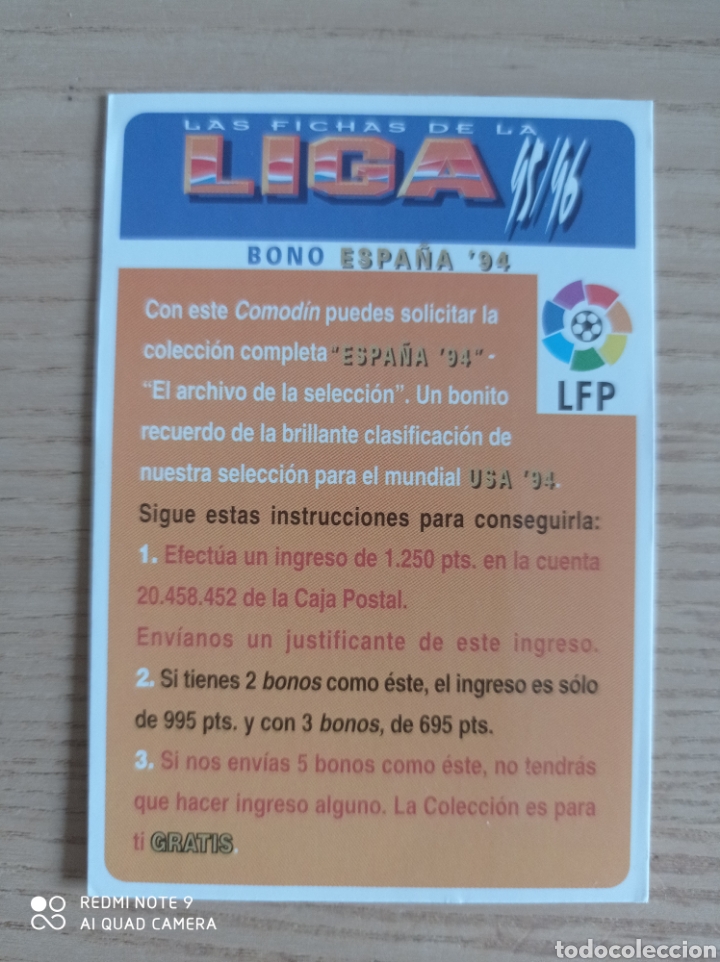 Fu&szlig;ball-Sticker: F&Uacute;TBOL CROMO BONO ESPA&Ntilde;A 94 MUNDICROMO 1995 1996