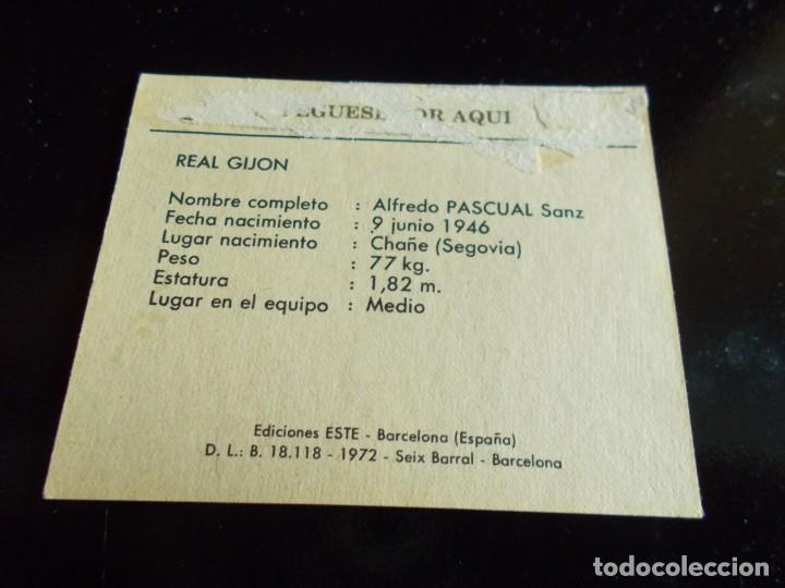 Cromos de f&uacute;tbol: ESTE 72-73 PASCUAL -SPORTING- RECUPERADO - Foto 2