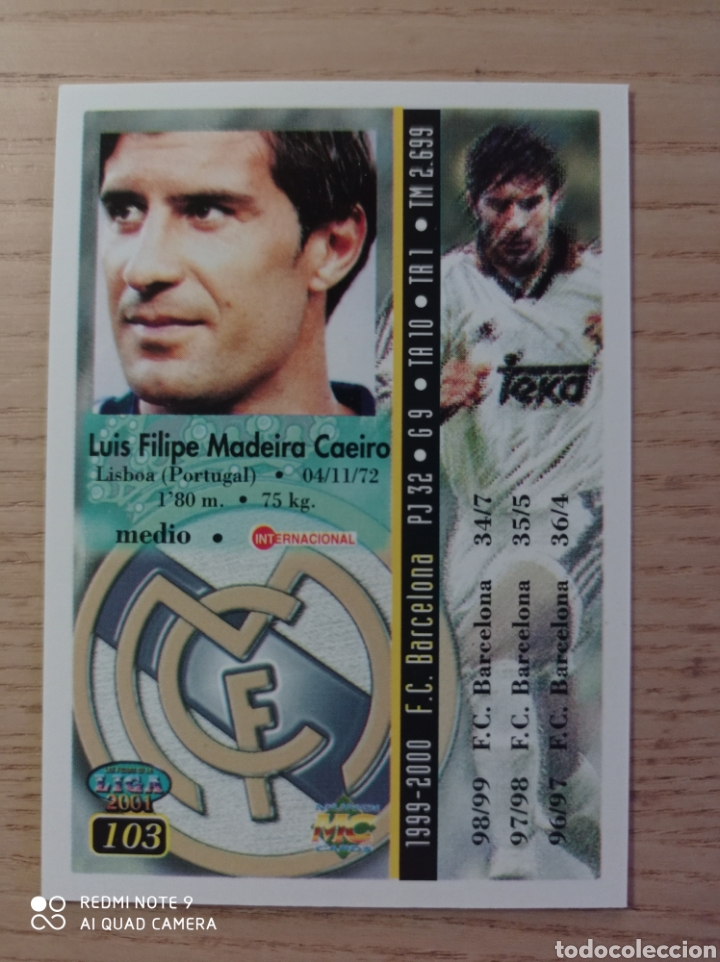 m fútbol cromo nº 103 figo (alta) real madrid c - Buy Collectible