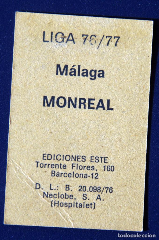 Cromos de f&uacute;tbol: ED. ESTE 76-77. MONREAL MALAGA. RECUPERADO - Foto 2