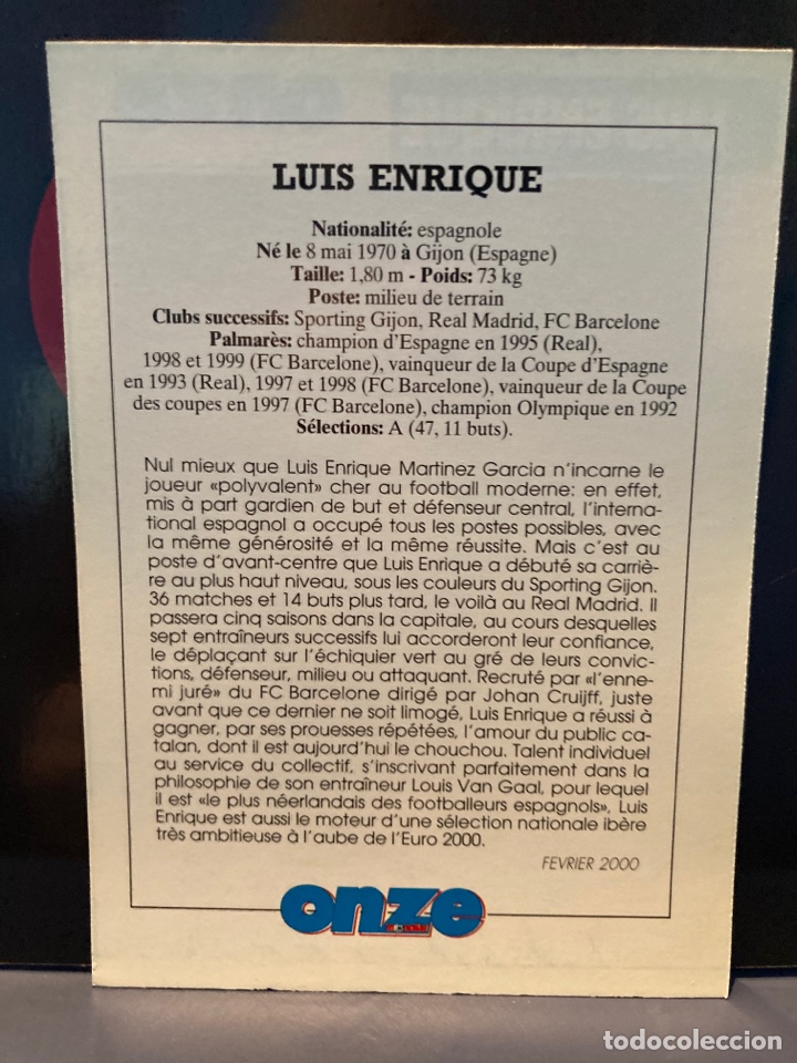mc #011 11 luis enrique - fc barcelona las fichas de la liga 2000 mundicromo 1999 00