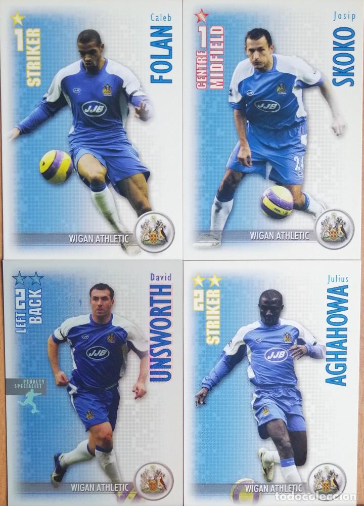 Football Stickers: LOTE 4 FICHAS WIGAN ATHLETIC TRADING CARD GAME SHOOT OUT 2006 2007