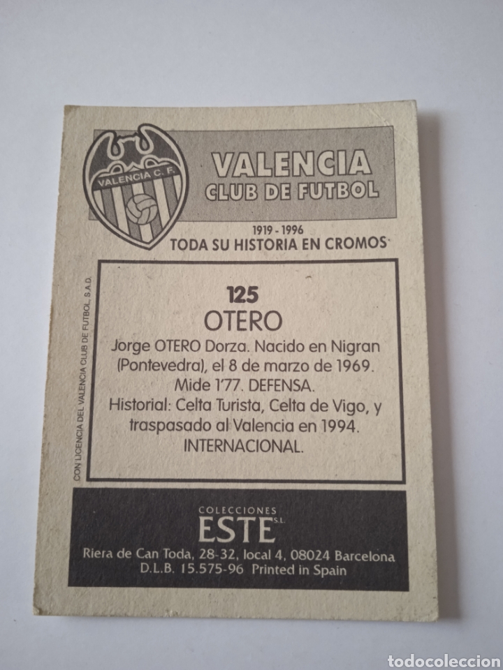 Cromos de f&uacute;tbol: Cromo de Otero Colecciones Este - Foto 3