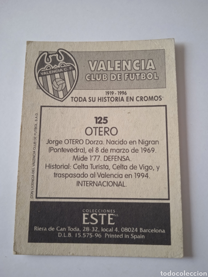 Cromos de f&uacute;tbol: Cromo de Otero Colecciones Este - Foto 4