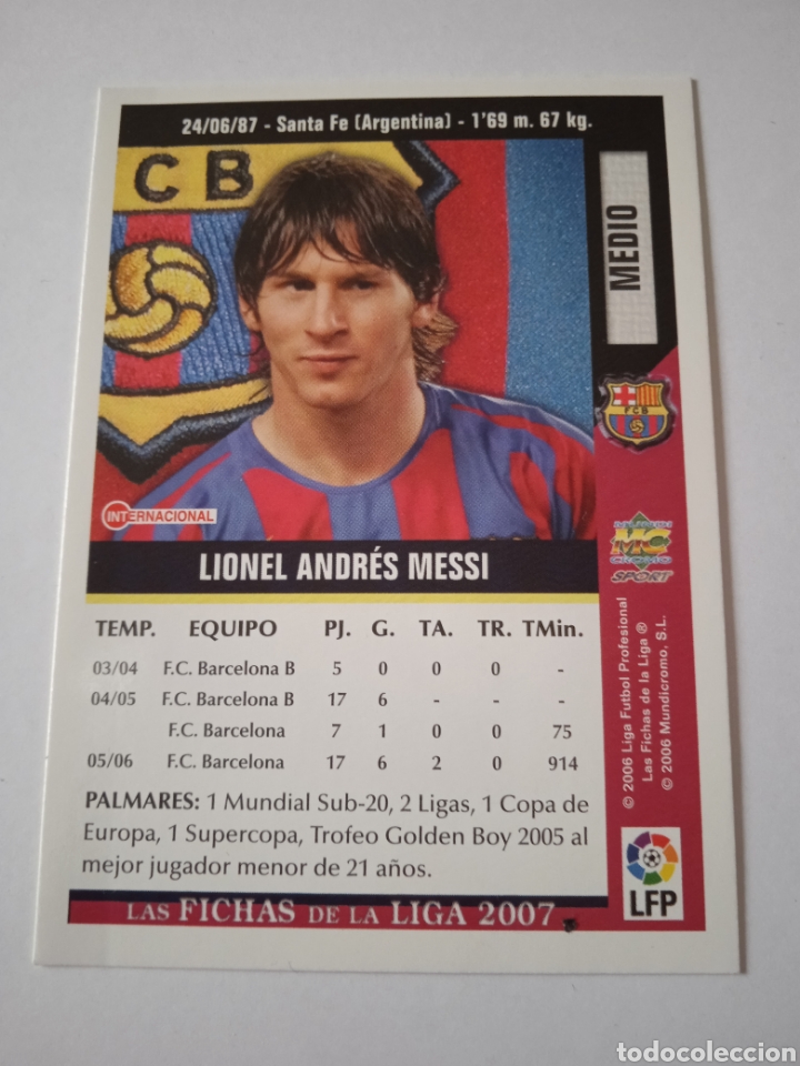 Cromos de f&uacute;tbol: Cromo de Messi Mundicromo 2007 - Foto 3