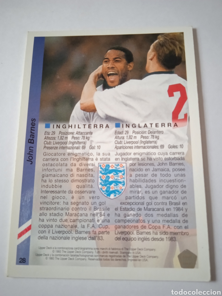 Cromos de f&uacute;tbol: Cromo de John Barnes USA 94 Upper Deck - Foto 4
