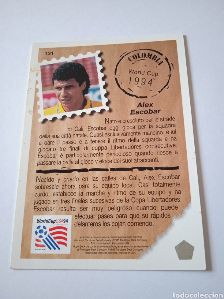 Cromos de f&uacute;tbol: Cromo de Escobar USA 94 Upper Deck - Foto 3