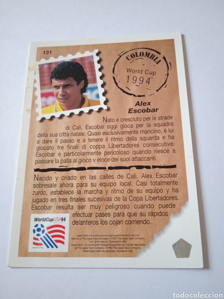 Cromos de f&uacute;tbol: Cromo de Escobar USA 94 Upper Deck - Foto 4