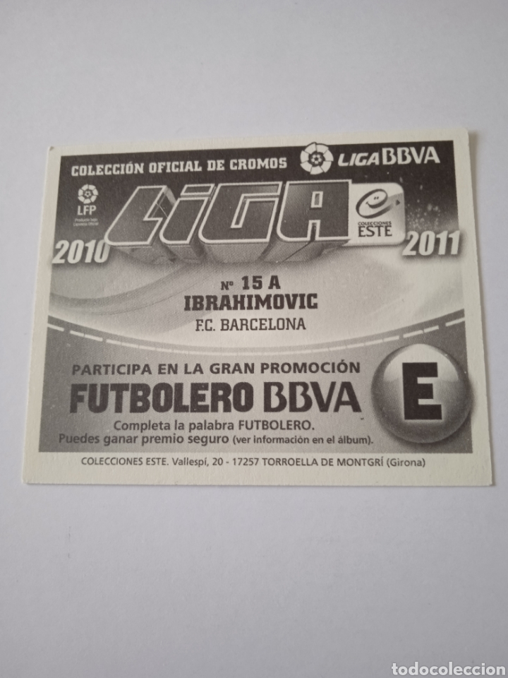 Cromos de f&uacute;tbol: Cromo de Ibrahimovic Este 10-11 - Foto 4