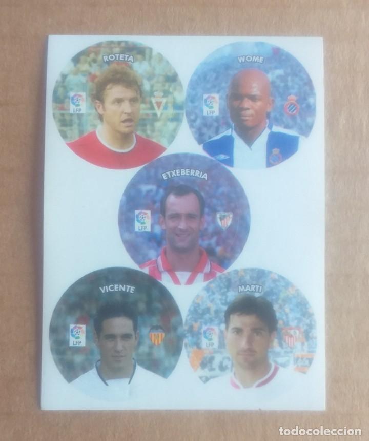 Cromos de F&uacute;tbol: L&aacute;mina con 5 cromos Etxeberr&iacute;a-Vicente Chapas Cracks Liga 2004-2005 del diario as. Nuevo.