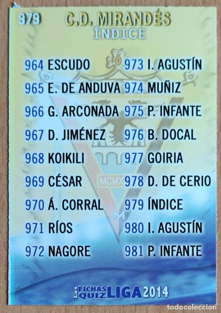 Football Stickers: 979 INDICE CD MIRANDES FICHAS ALBUM MUNDICROMO 2013 2014 13 14