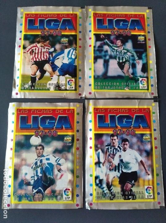 Cromos de F&uacute;tbol: Mundicromo 1997/98,Lote de 4 sobres diferentes sin abrir.