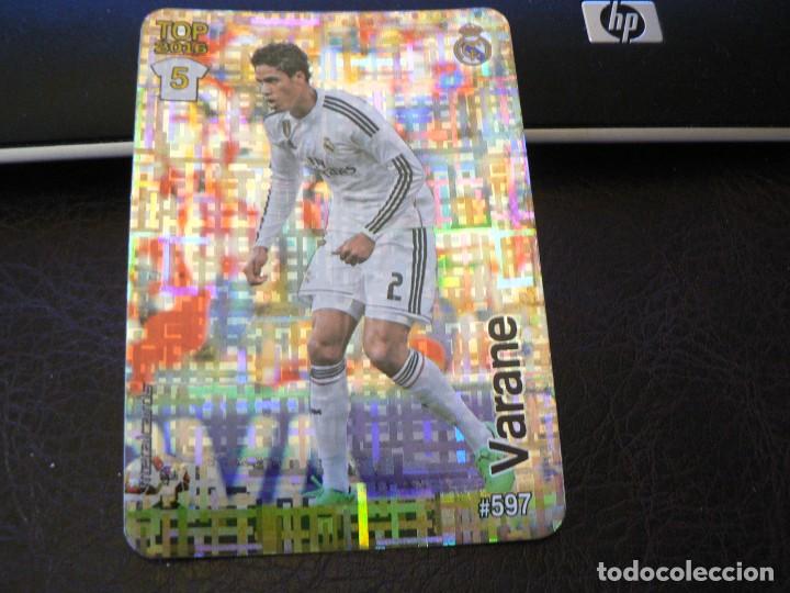 Cromos de F&uacute;tbol: MUNDICROMO QUIZ LIGA 2015 2016 15 16 TOP BRILLO FONDO TETRIS VARANE REAL MADRID