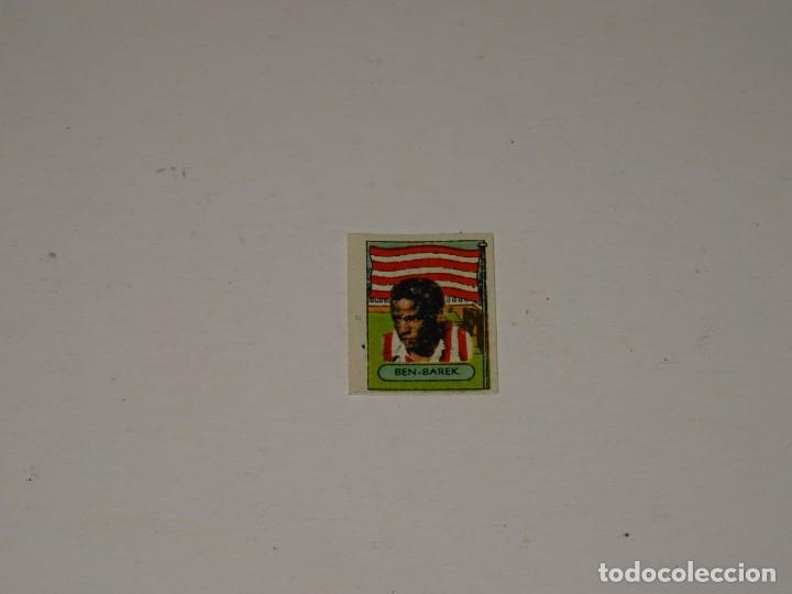 Cromos de f&uacute;tbol: AT MADRID - JUGADOR BEN-BAREK , PUBLICIDAD MORA , BUEN ESTADO